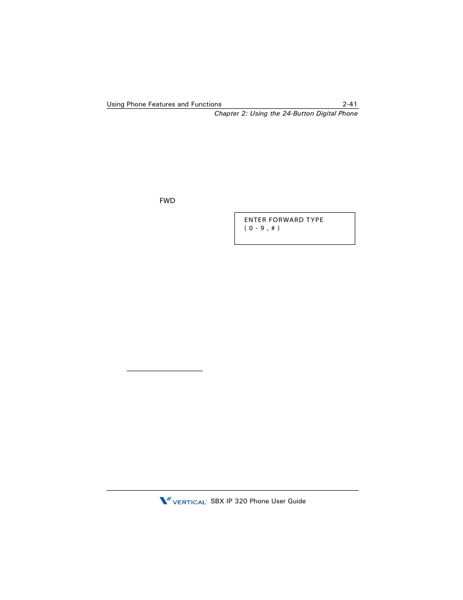 Forward calls, Overview of forwarding calls, Forward calls -41 | Vertical SBX IP 320 User Manual | Page 57 / 124