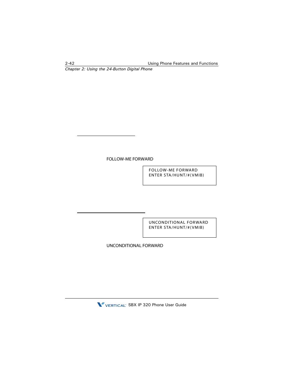Selecting a forward type | Vertical SBX IP 320 User Manual | Page 58 / 124