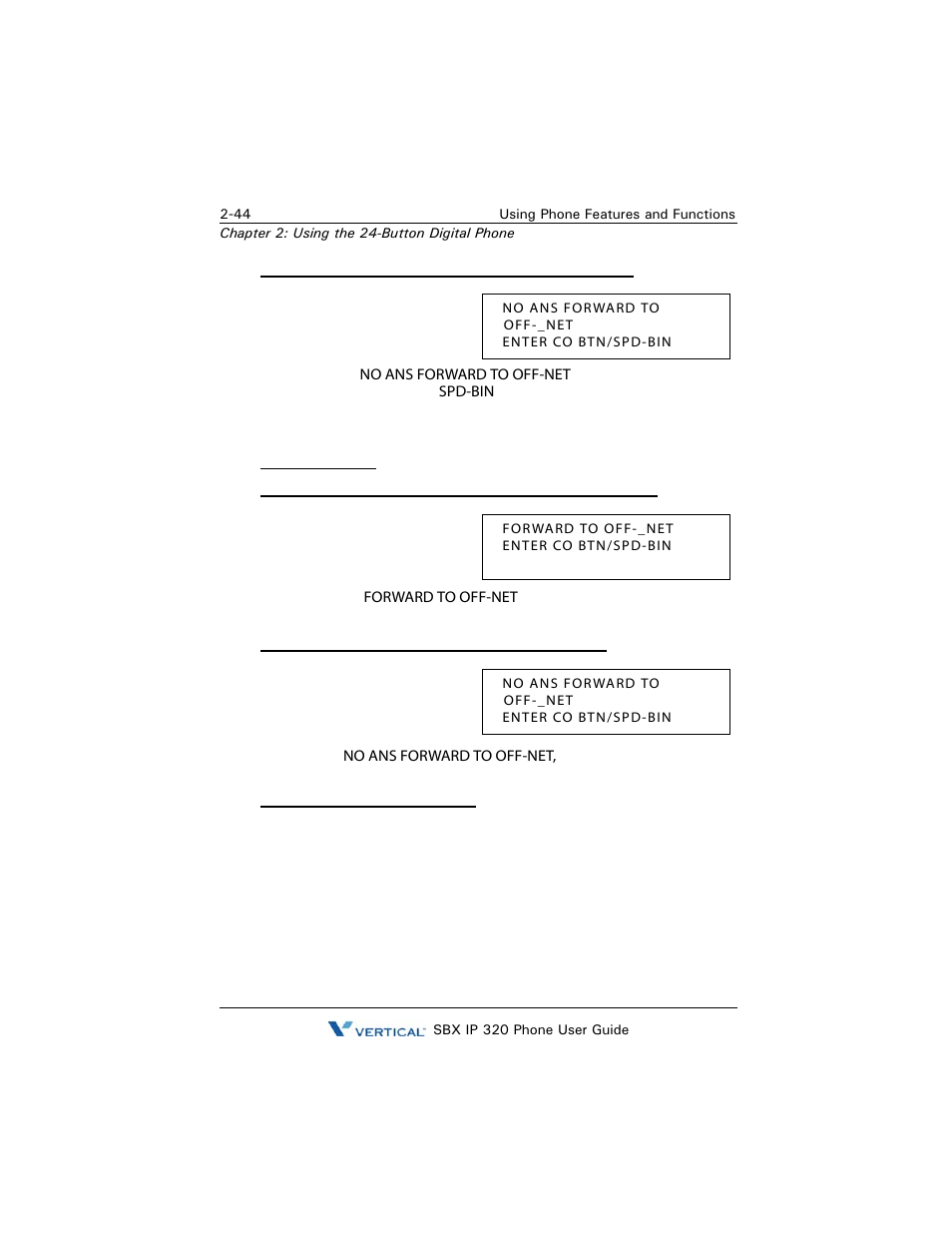 Cancel forward setting | Vertical SBX IP 320 User Manual | Page 60 / 124
