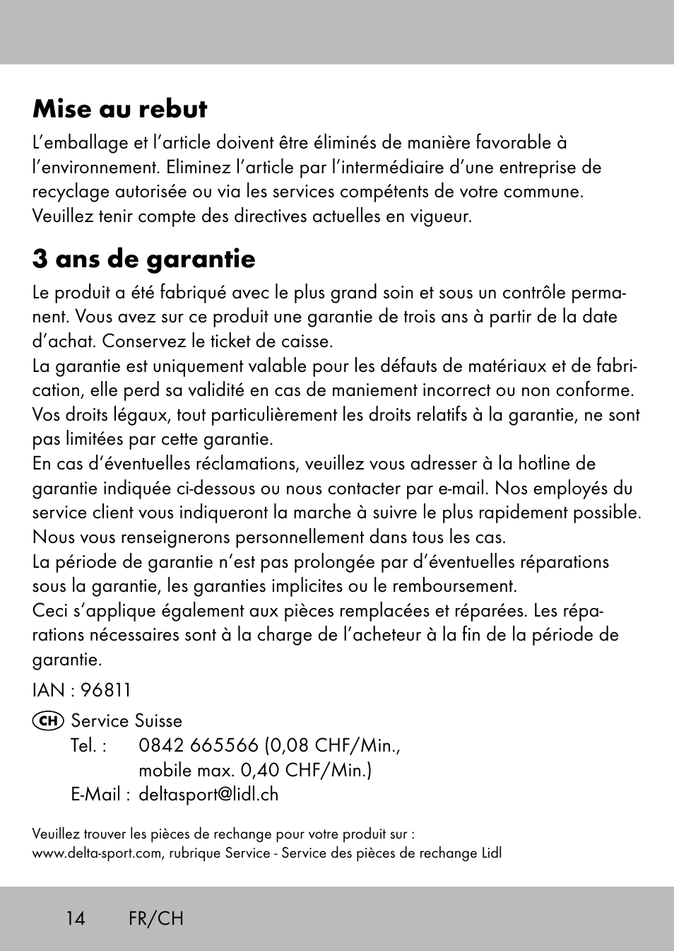 Mise au rebut, 3 ans de garantie | Playtive Swing Trapezschaukel User Manual | Page 12 / 28