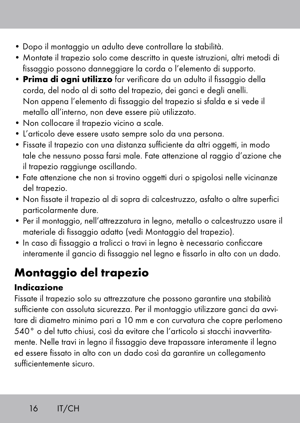 Montaggio del trapezio | Playtive Swing Trapezschaukel User Manual | Page 14 / 28