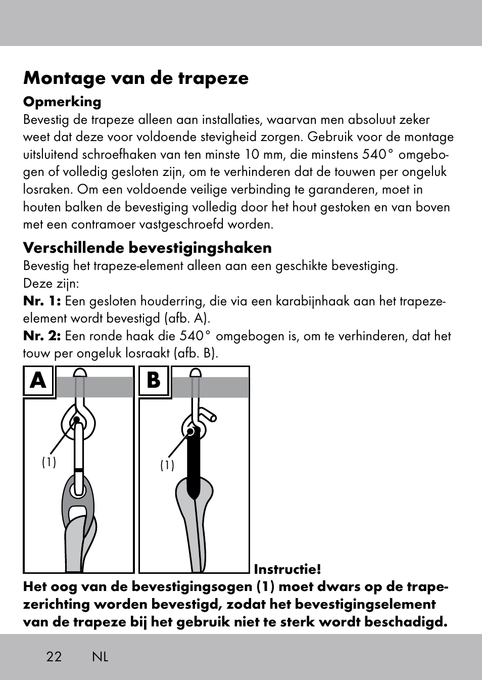 Montage van de trapeze | Playtive Swing Trapezschaukel User Manual | Page 20 / 28