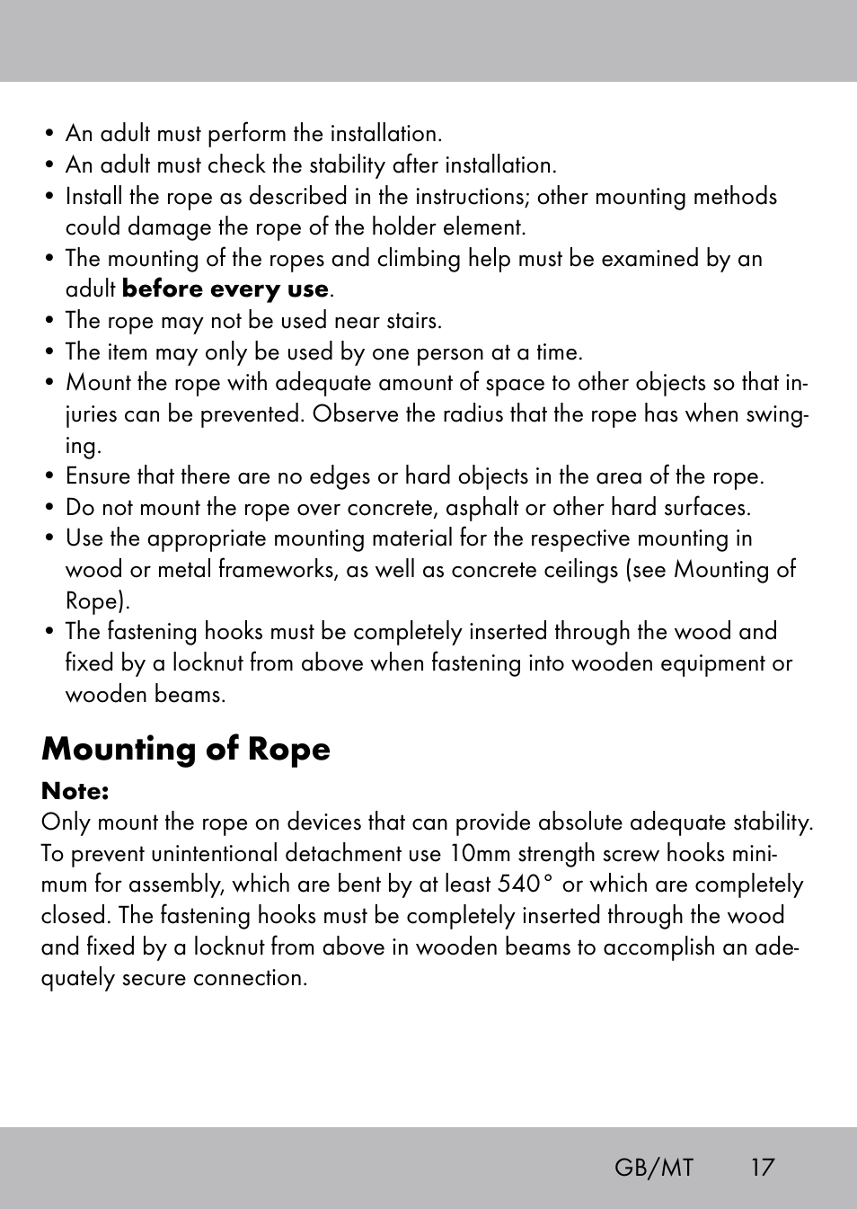 Mounting of rope | Playtive Swing Kletterseil User Manual | Page 15 / 24