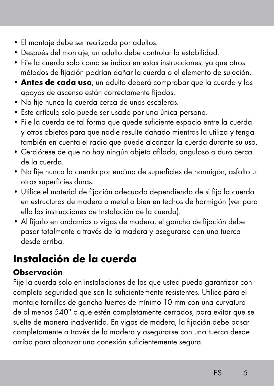 Instalación de la cuerda | Playtive Swing Kletterseil User Manual | Page 3 / 24