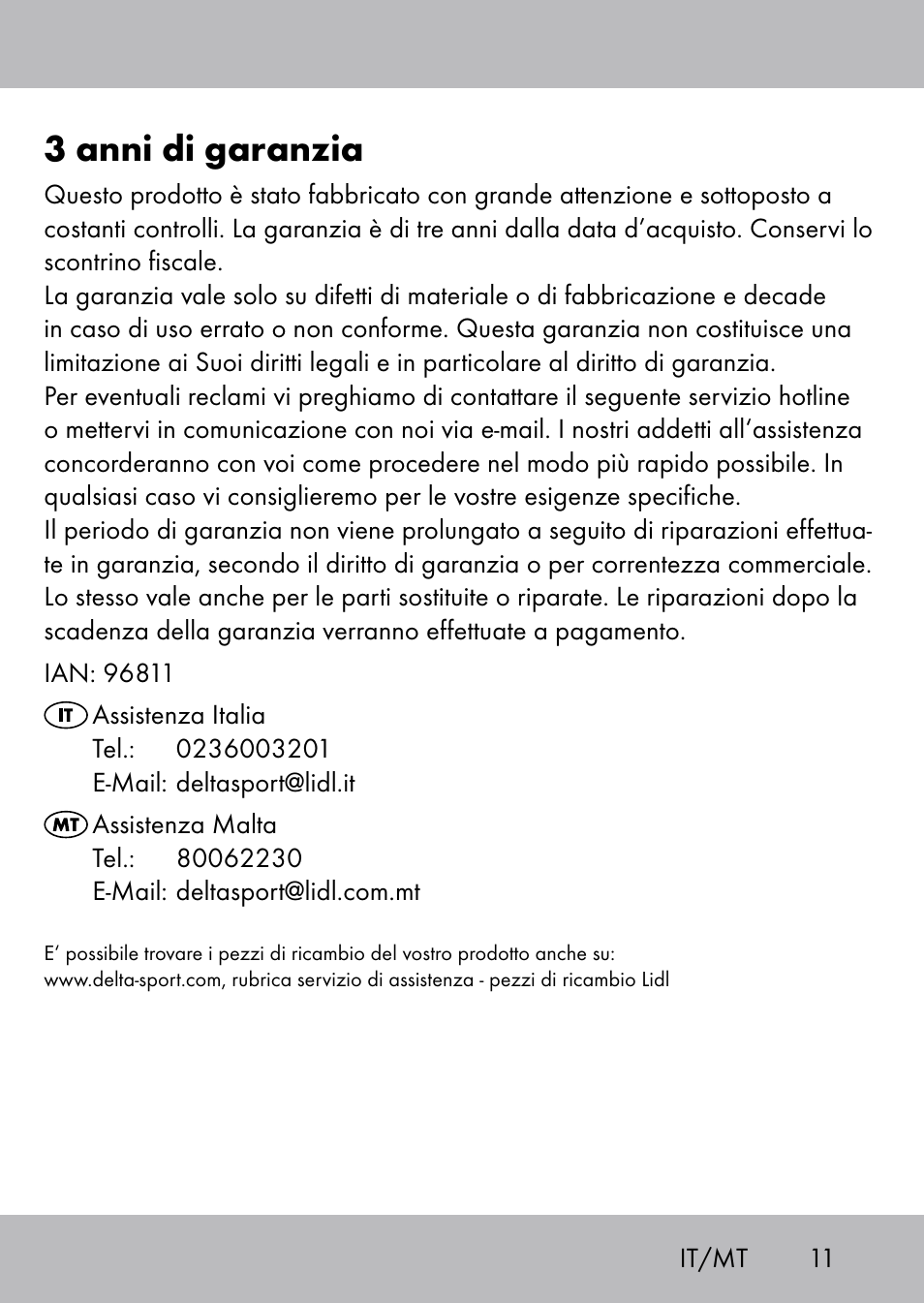 3 anni di garanzia | Playtive Swing Kletterseil User Manual | Page 9 / 24