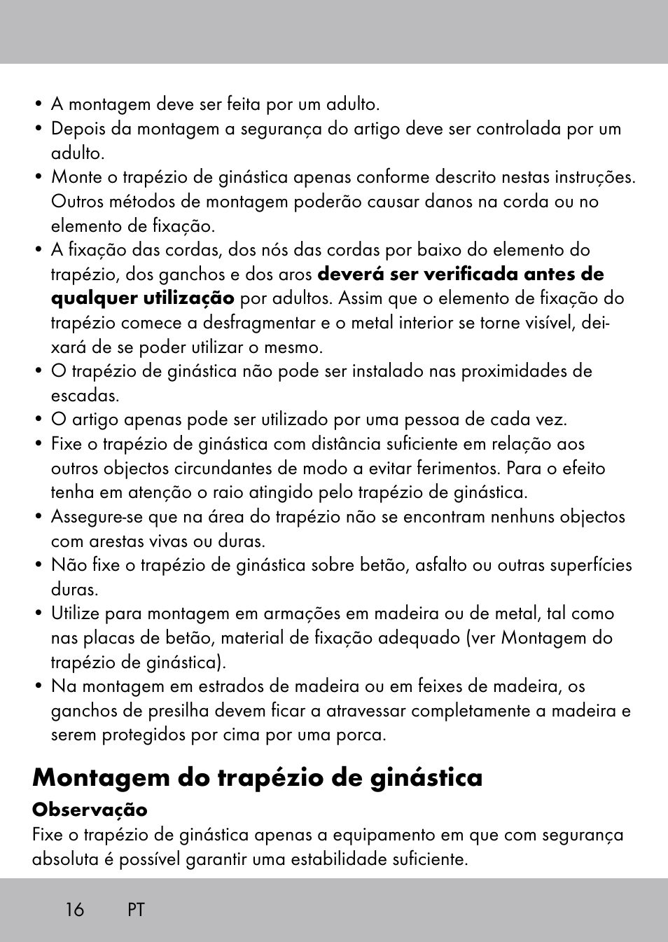 Montagem do trapézio de ginástica | Playtive Swing Trapezschaukel User Manual | Page 14 / 28
