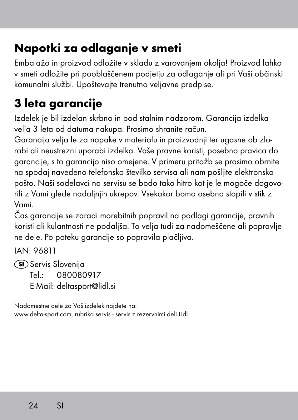 Napotki za odlaganje v smeti, 3 leta garancije | Playtive Swing Brettschaukel User Manual | Page 22 / 40
