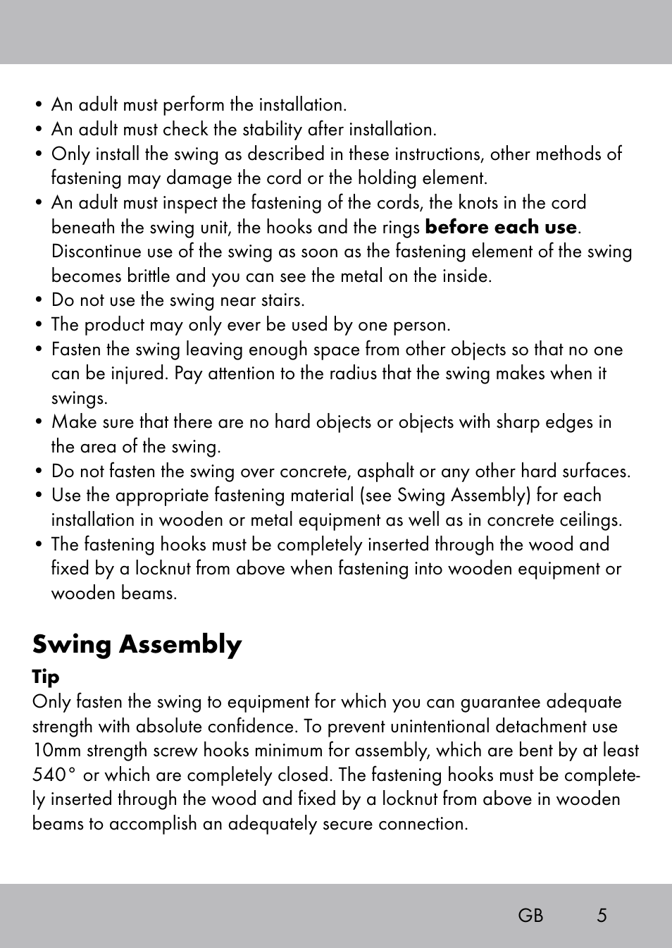 Swing assembly | Playtive Swing Brettschaukel User Manual | Page 3 / 40