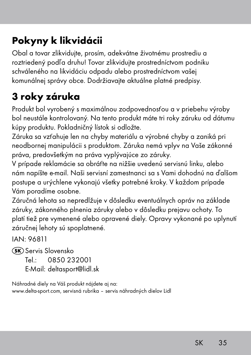 Pokyny k likvidácii, 3 roky záruka | Playtive Swing Brettschaukel User Manual | Page 33 / 40