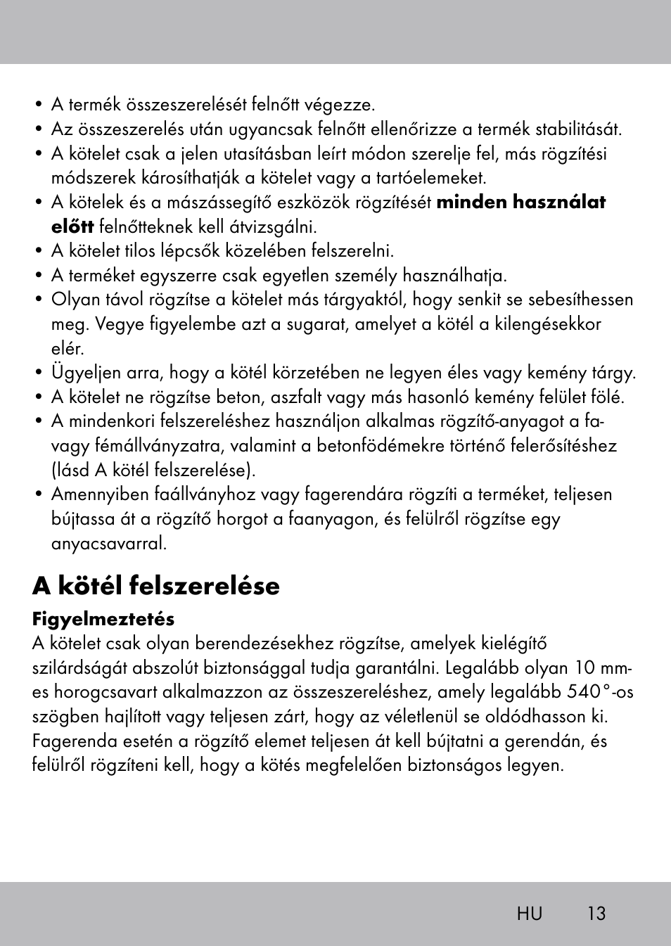 A kötél felszerelése | Playtive Swing Kletterseil User Manual | Page 11 / 32