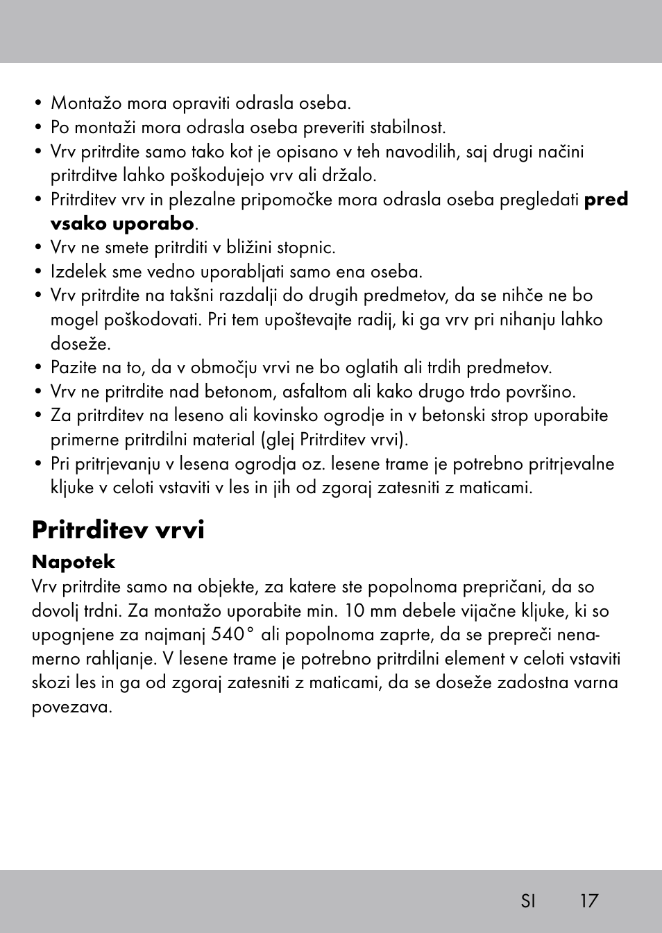 Pritrditev vrvi | Playtive Swing Kletterseil User Manual | Page 15 / 32