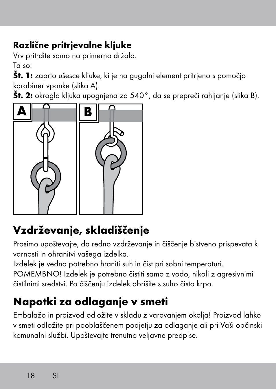 Vzdrževanje, skladiščenje, Napotki za odlaganje v smeti | Playtive Swing Kletterseil User Manual | Page 16 / 32