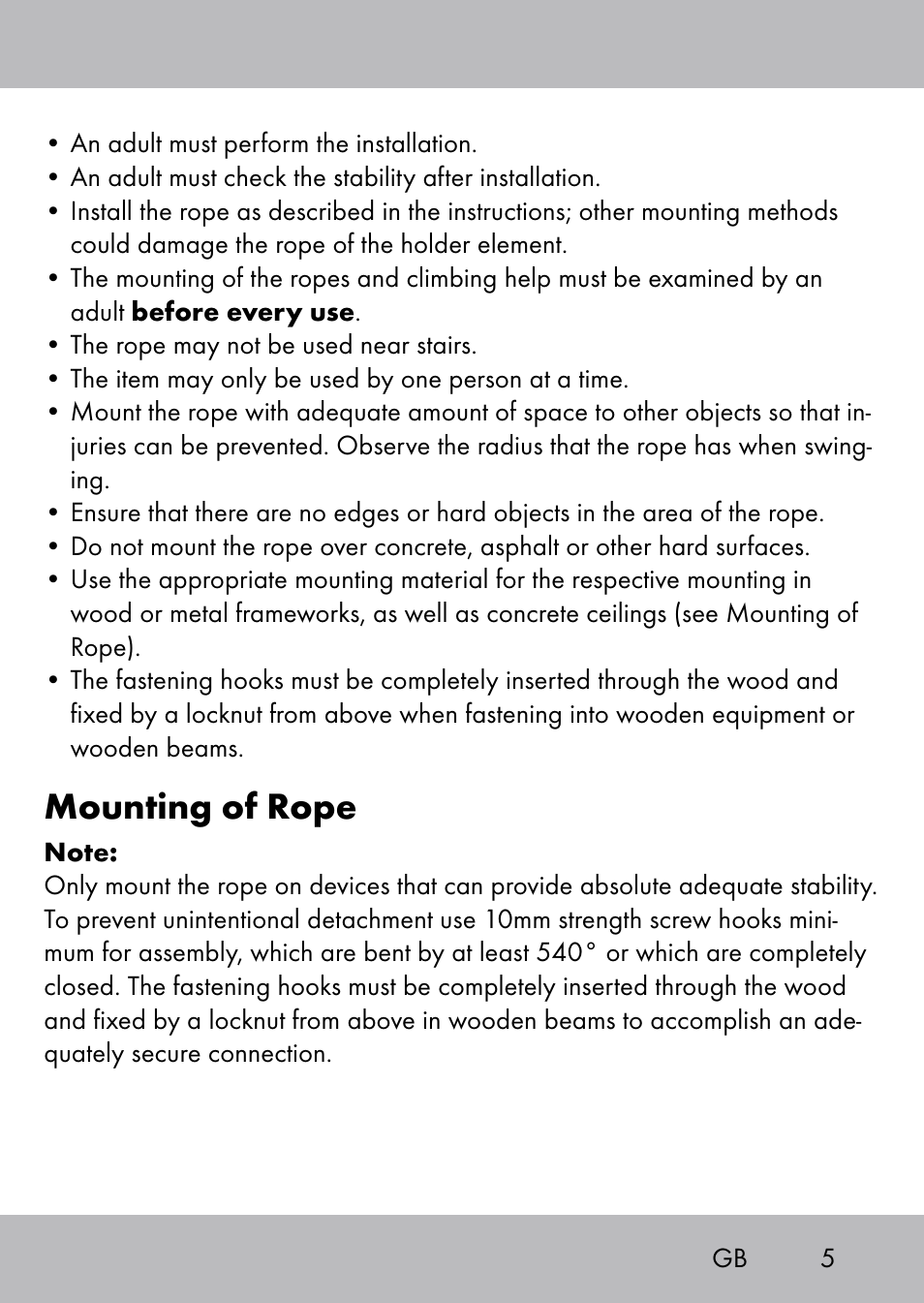 Mounting of rope | Playtive Swing Kletterseil User Manual | Page 3 / 32