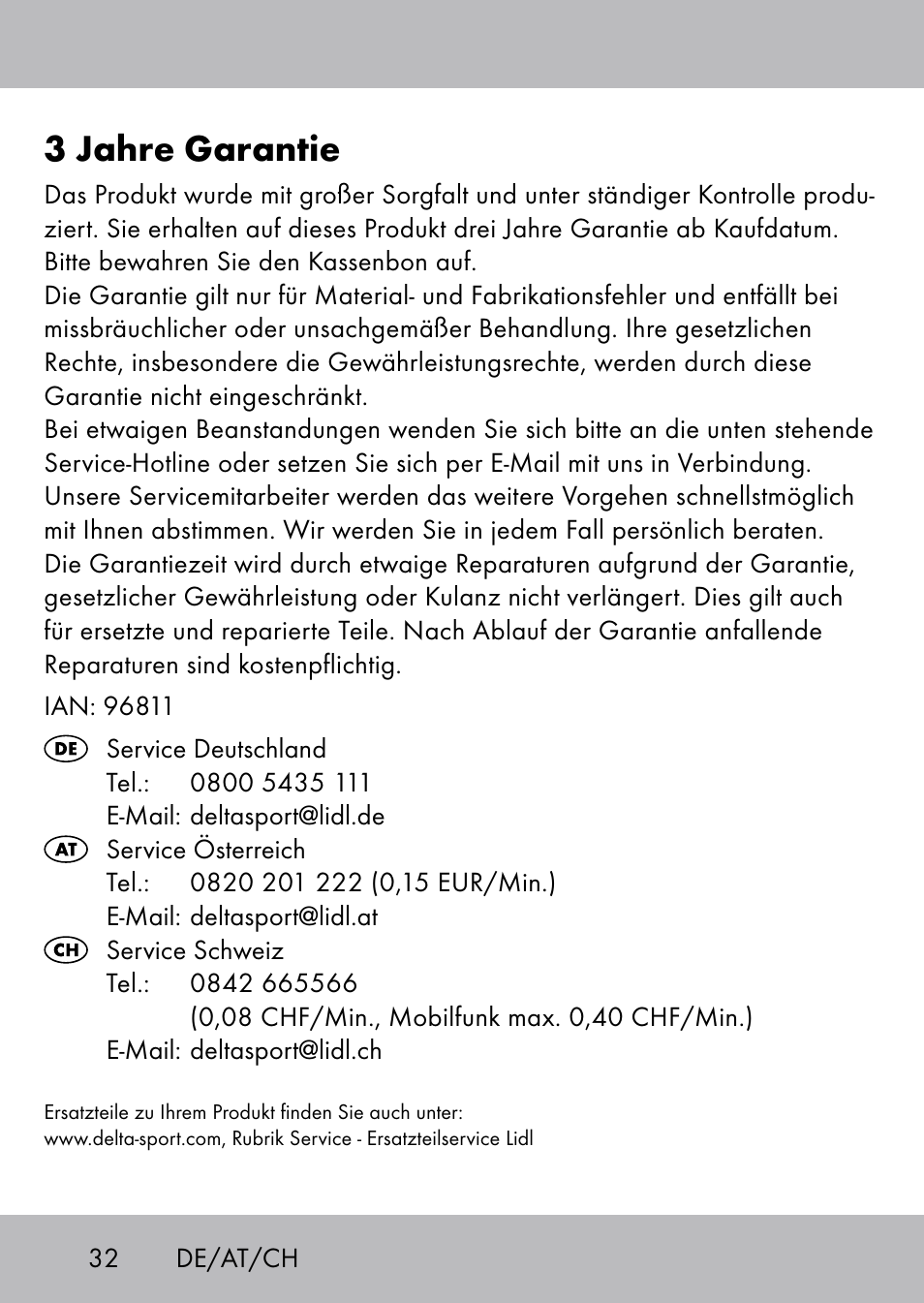 3 jahre garantie | Playtive Swing Kletterseil User Manual | Page 30 / 32