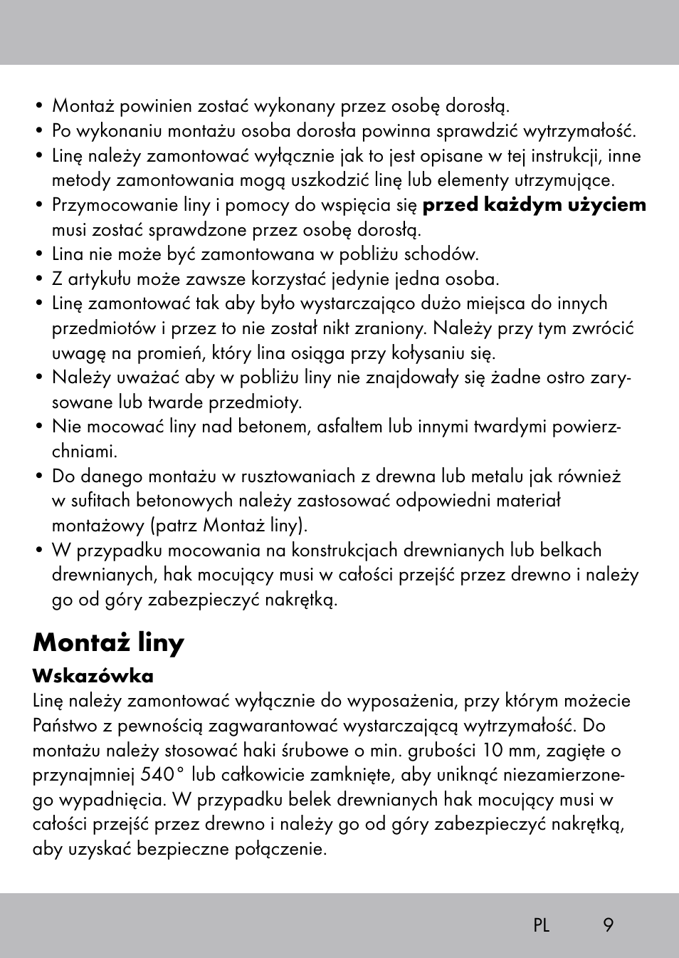 Montaż liny | Playtive Swing Kletterseil User Manual | Page 7 / 32