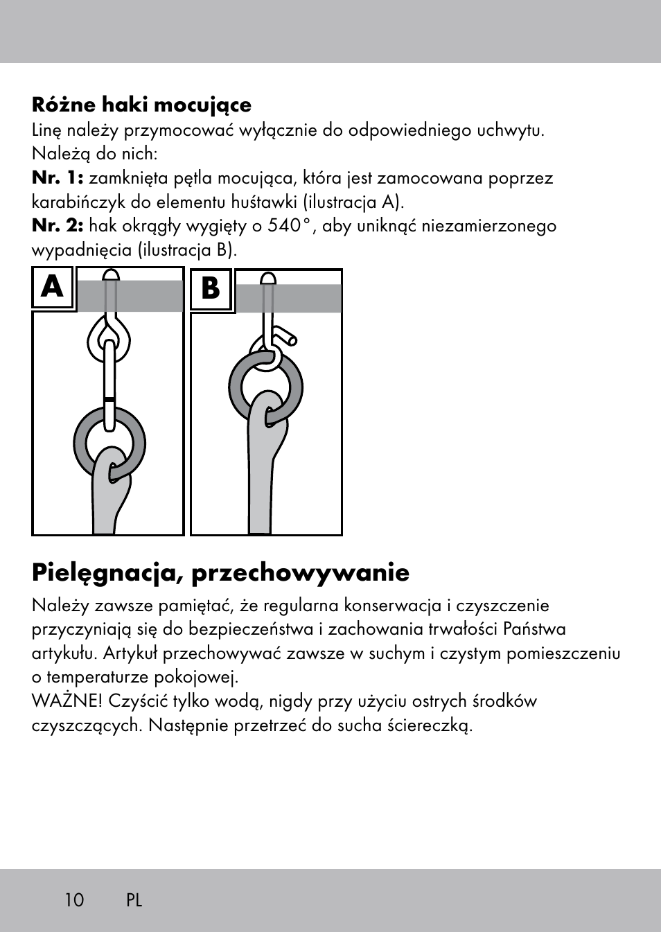 Pielęgnacja, przechowywanie | Playtive Swing Kletterseil User Manual | Page 8 / 32