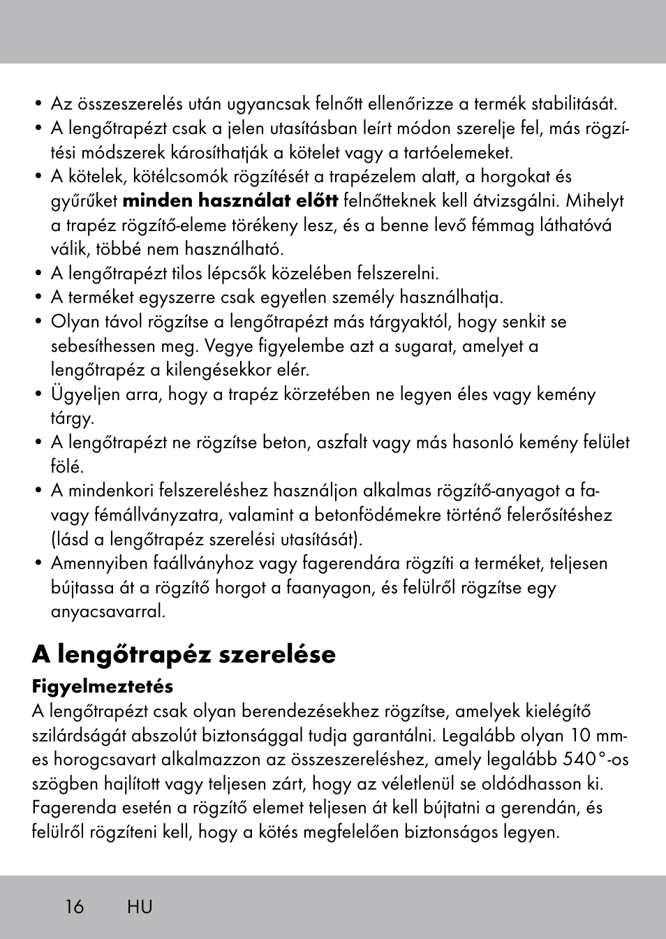 A lengőtrapéz szerelése | Playtive Swing Trapezschaukel User Manual | Page 14 / 40