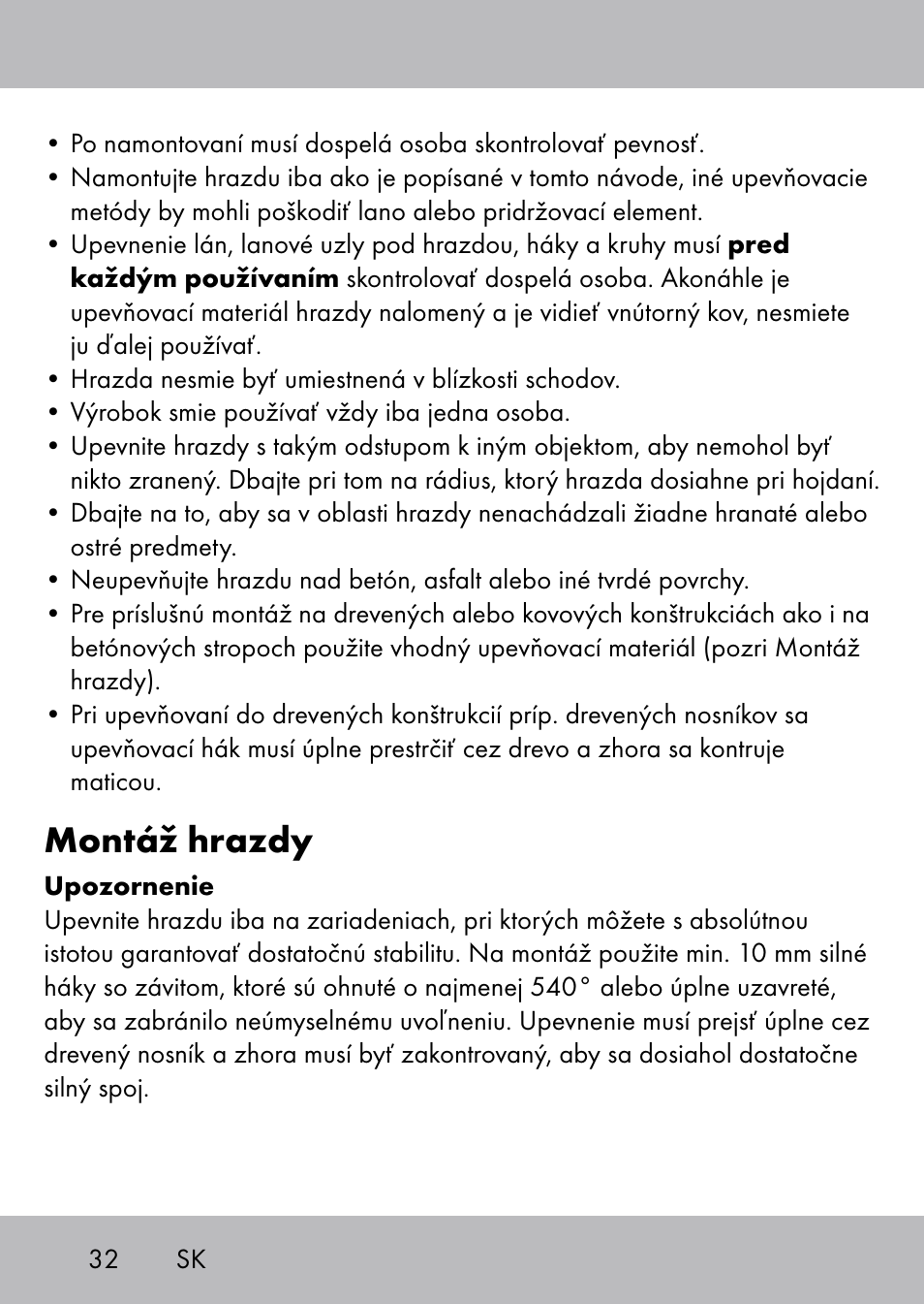 Montáž hrazdy | Playtive Swing Trapezschaukel User Manual | Page 30 / 40