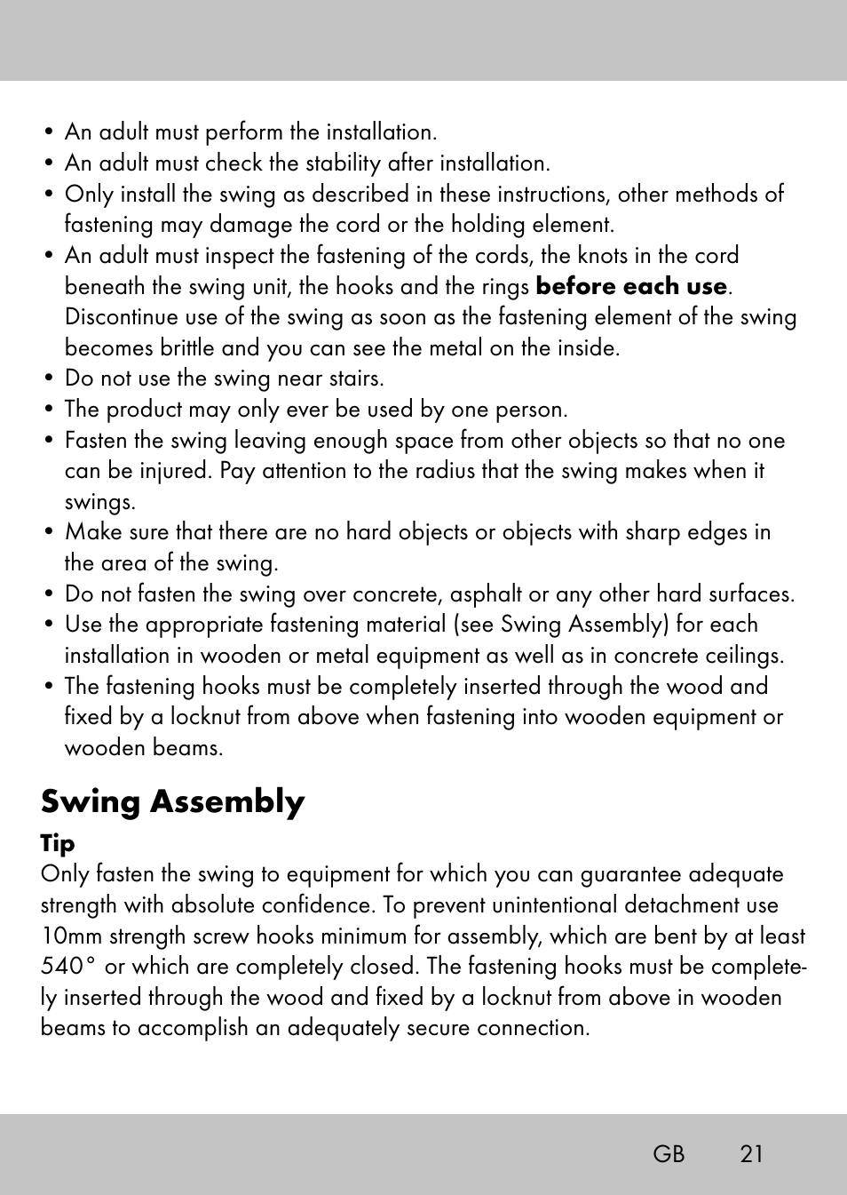 Swing assembly | Playtive Swing StyleA User Manual | Page 19 / 24