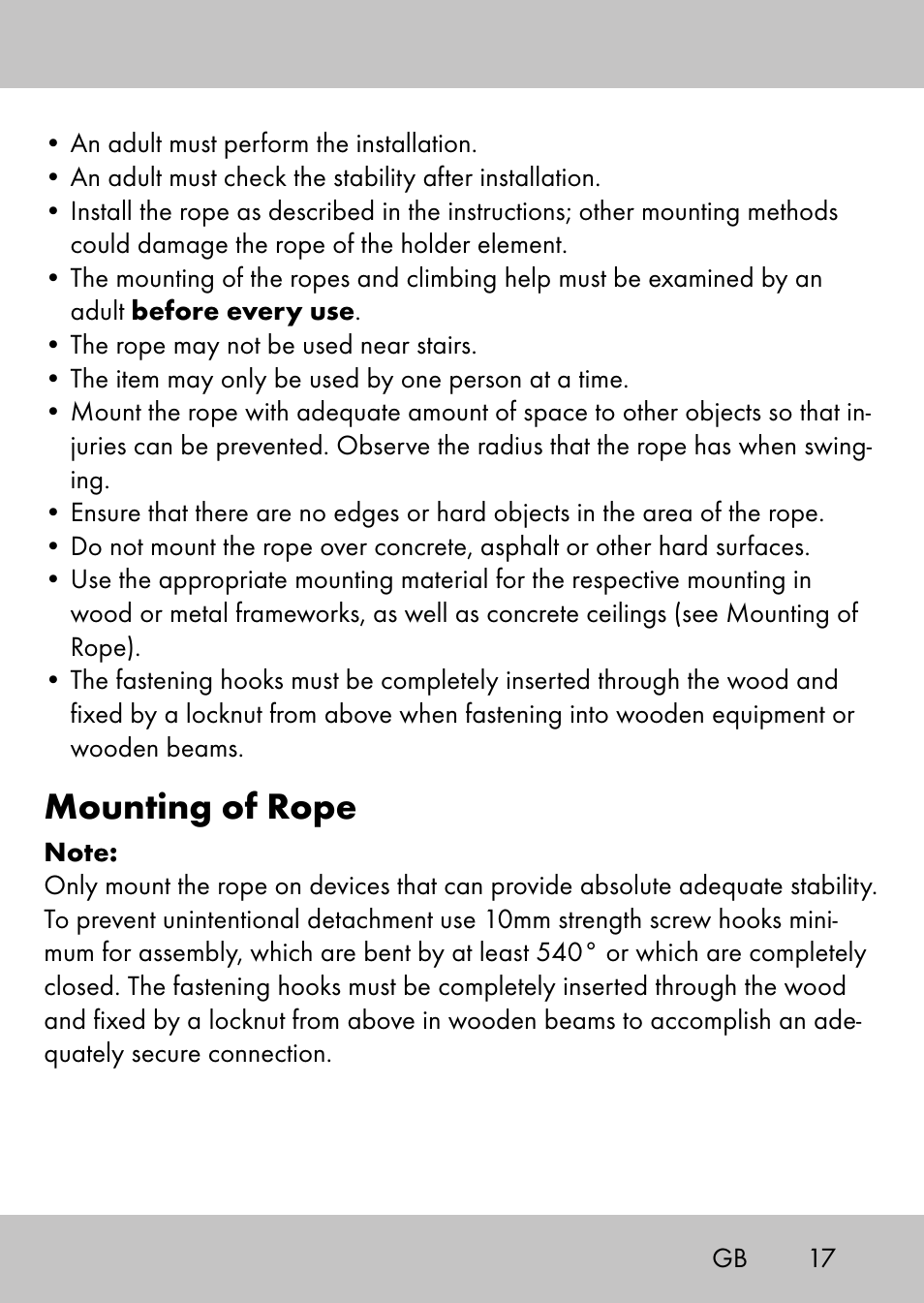 Mounting of rope | Playtive Swing StyleB User Manual | Page 15 / 20