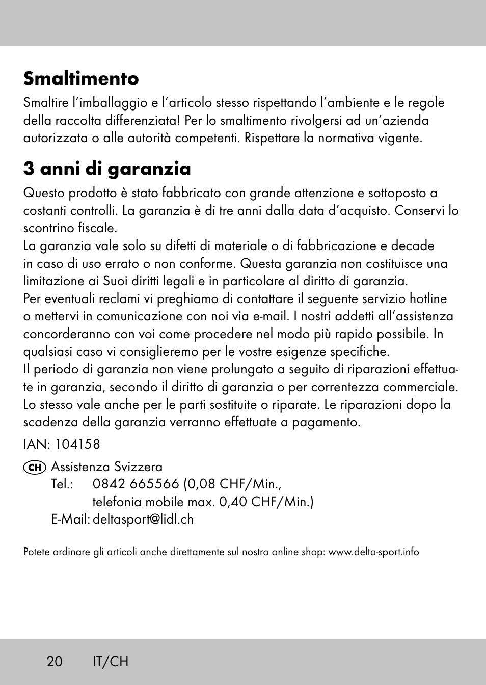 Smaltimento, 3 anni di garanzia | Playtive Swing StyleC User Manual | Page 18 / 24
