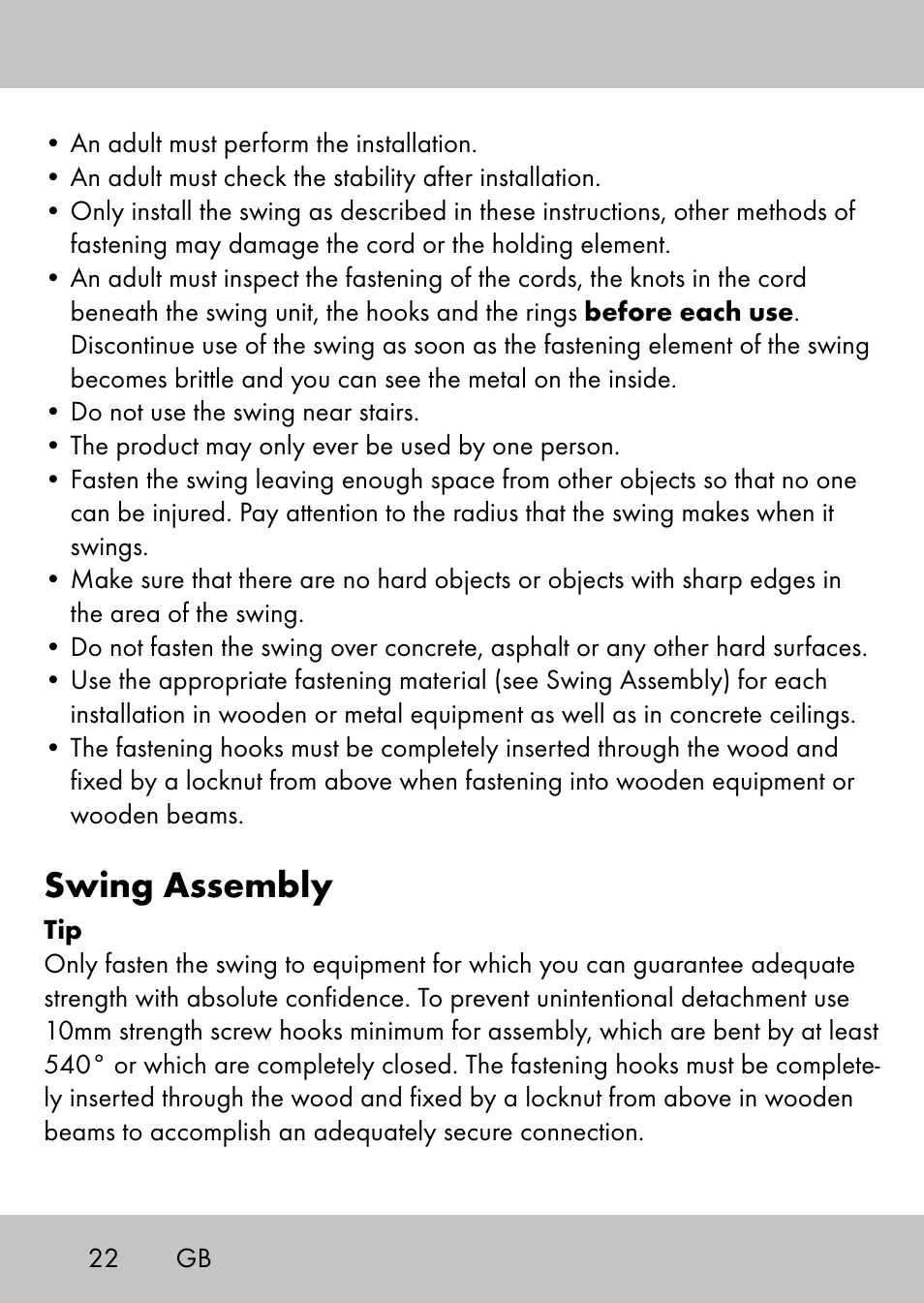 Swing assembly | Playtive Swing StyleC User Manual | Page 20 / 24