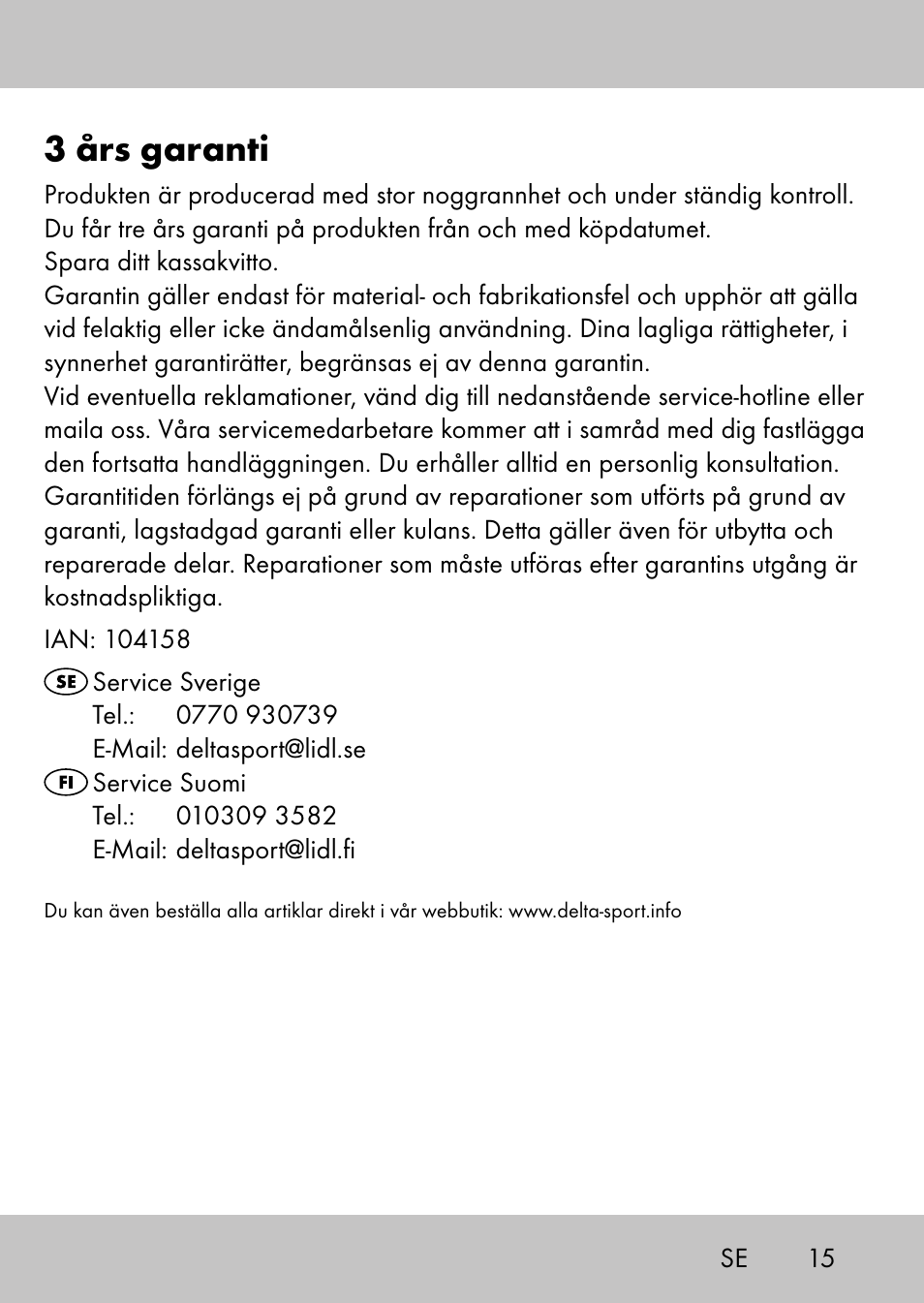 3 års garanti | Playtive Swing StyleB User Manual | Page 13 / 32