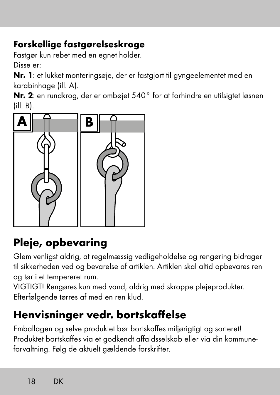 Pleje, opbevaring, Henvisninger vedr. bortskaffelse | Playtive Swing StyleB User Manual | Page 16 / 32