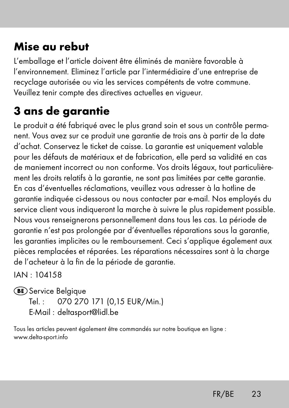 Mise au rebut, 3 ans de garantie | Playtive Swing StyleB User Manual | Page 21 / 32