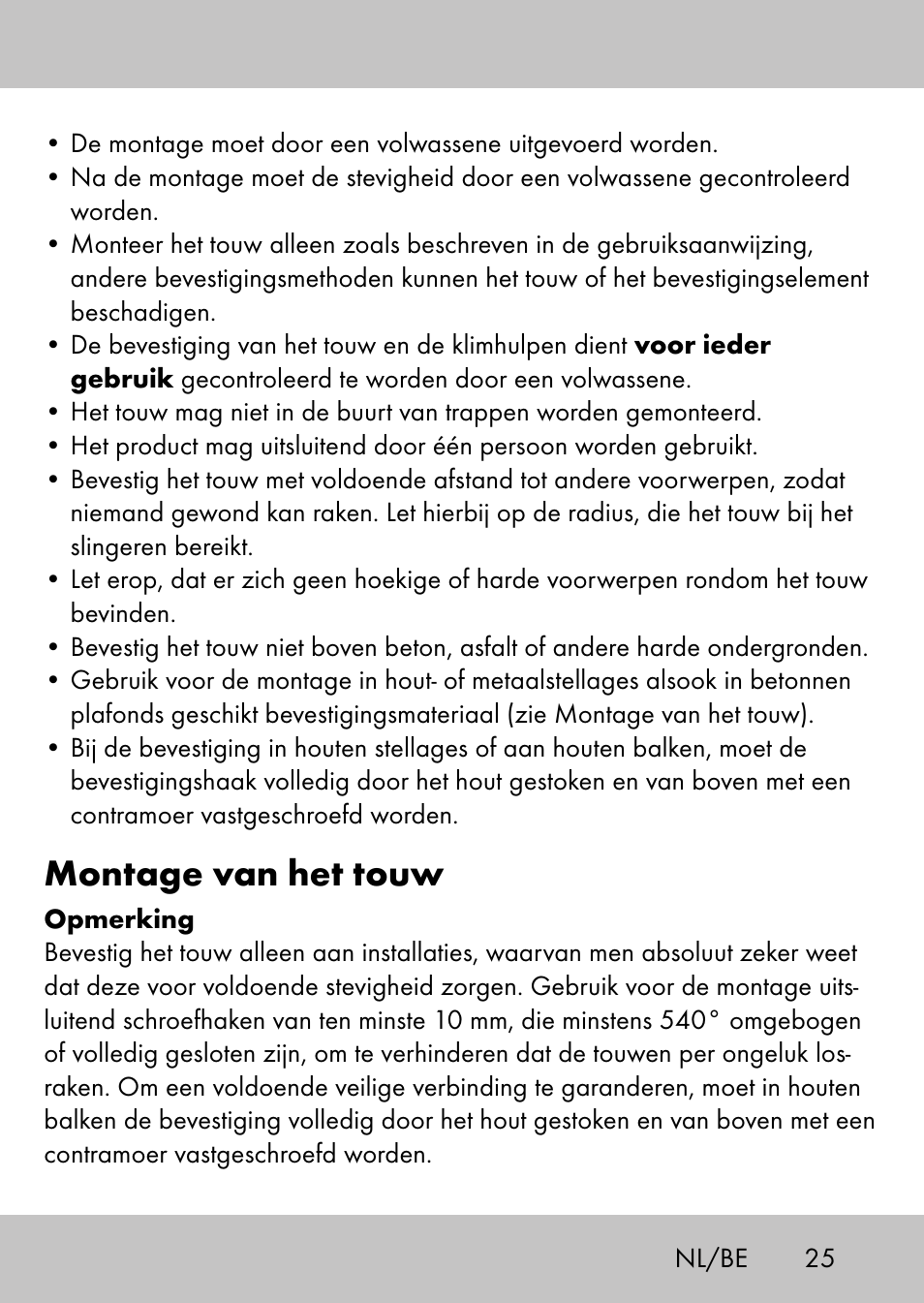 Montage van het touw | Playtive Swing StyleB User Manual | Page 23 / 32