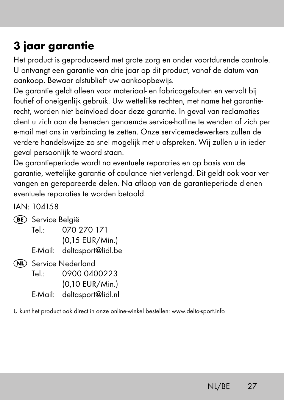 3 jaar garantie | Playtive Swing StyleB User Manual | Page 25 / 32