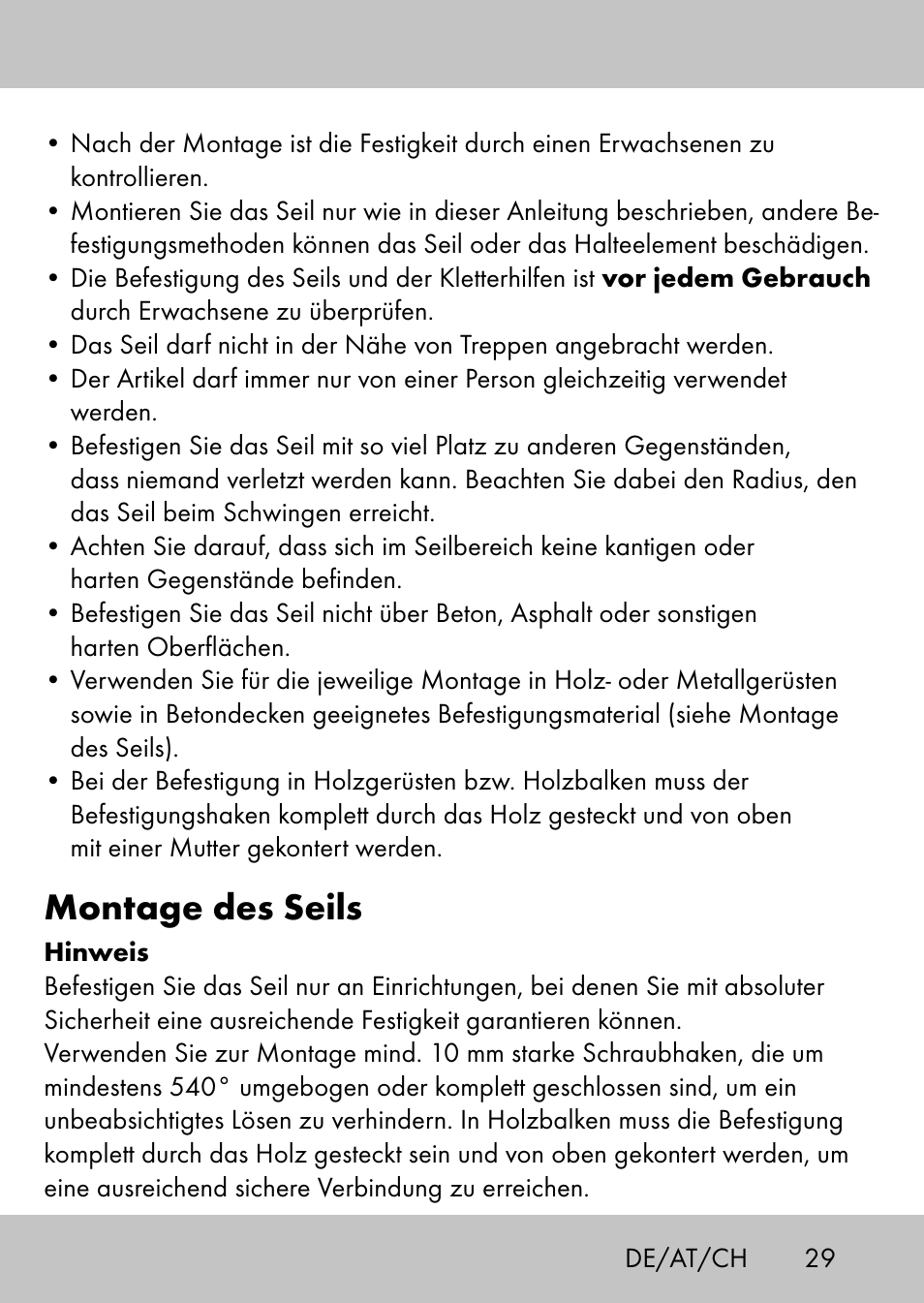 Montage des seils | Playtive Swing StyleB User Manual | Page 27 / 32