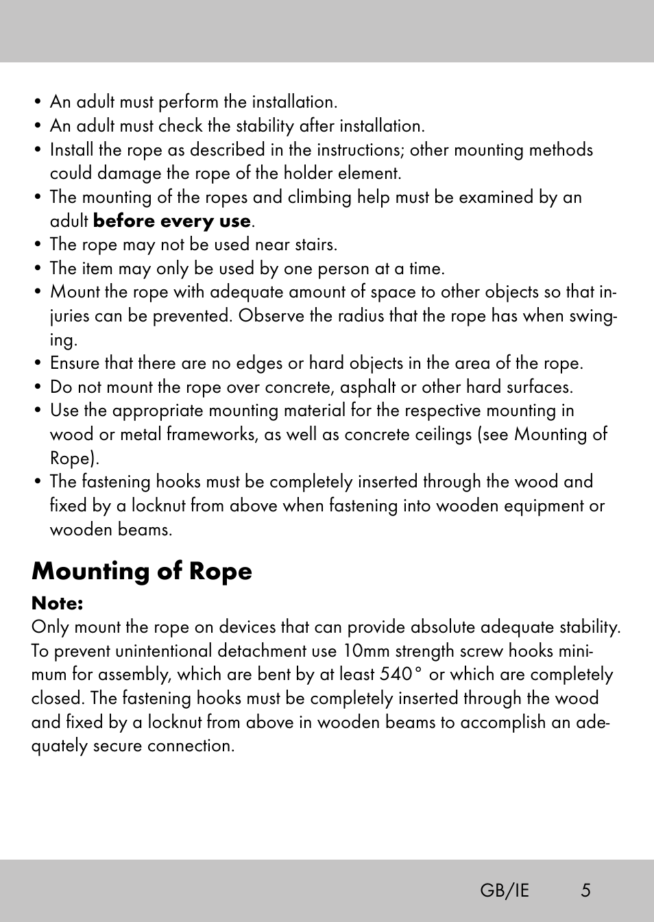 Mounting of rope | Playtive Swing StyleB User Manual | Page 3 / 32