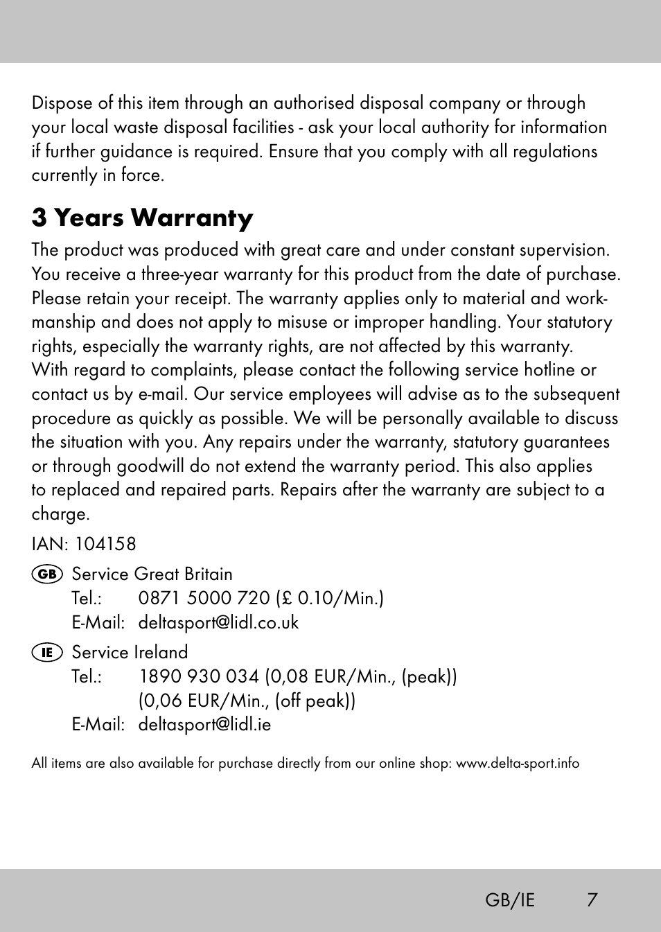 3 years warranty | Playtive Swing StyleB User Manual | Page 5 / 32