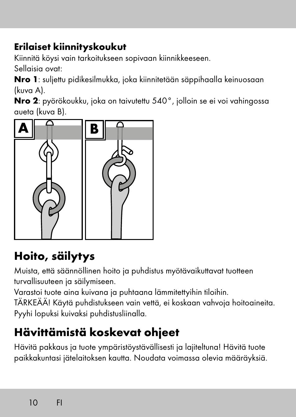 Hoito, säilytys, Hävittämistä koskevat ohjeet | Playtive Swing StyleB User Manual | Page 8 / 32