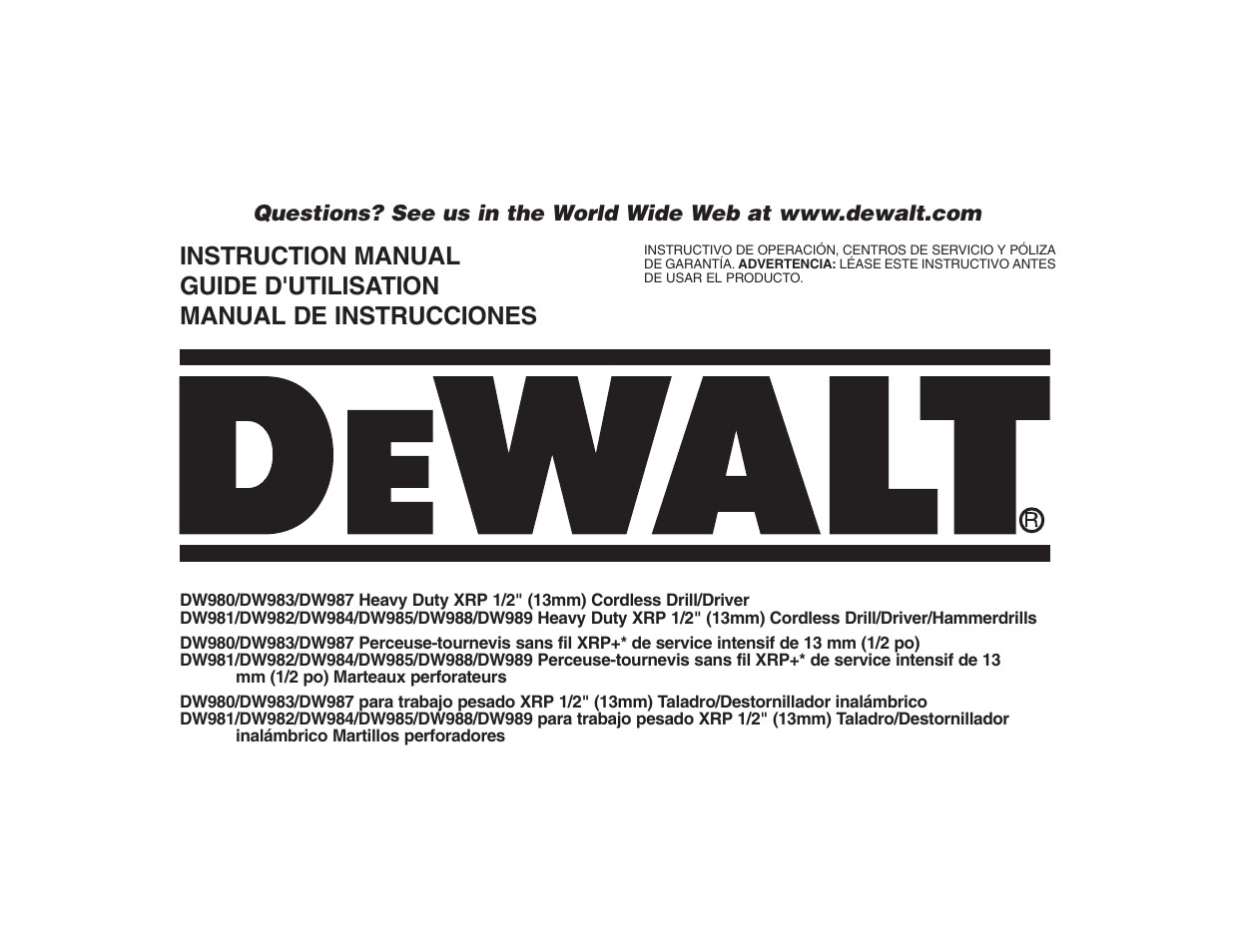 DeWalt DW9106 User Manual | Page 2 / 38