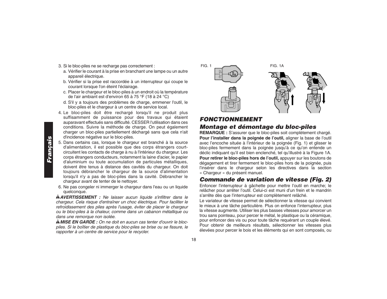 Commande de variation de vitesse (fig. 2) | DeWalt DW9106 User Manual | Page 21 / 38