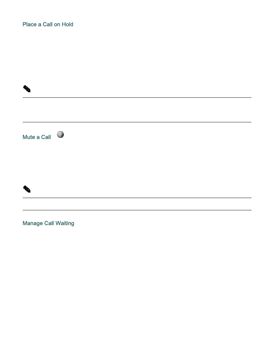 Place a call on hold, Mute a call, Manage call waiting | Cisco IP Phone 7941 User Manual | Page 4 / 6