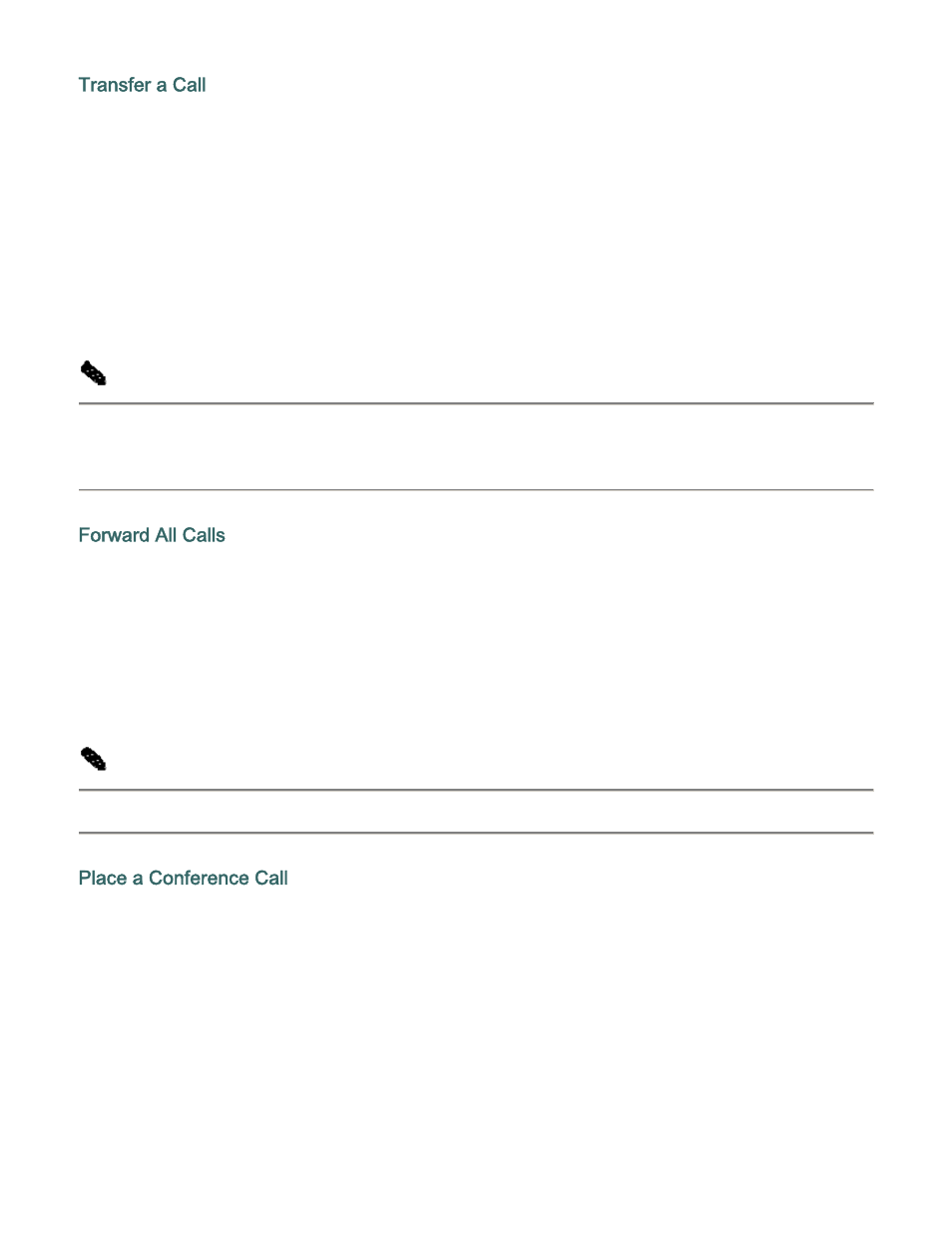 Transfer a call, Forward all calls, Place a conference call | Cisco IP Phone 7941 User Manual | Page 5 / 6