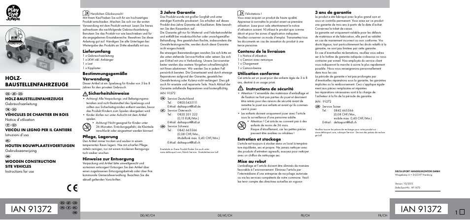 Playtive WOODEN CONSTRUCTION SITE VEHICLES User Manual | 2 pages