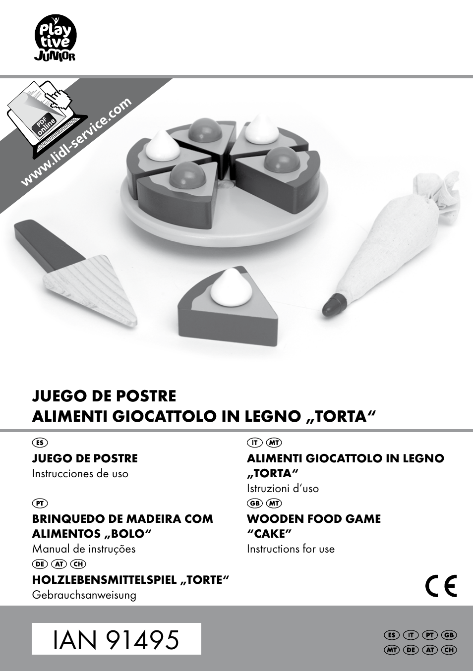 Playtive JUEGO DE POSTRE ALIMENTI GIOCATTOLO IN LEGNO TORTA User Manual | 8 pages