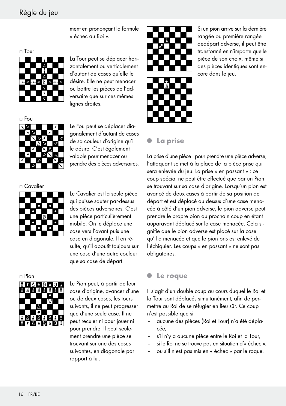 Règle du jeu, La prise, Le roque | Playtive Chess Set User Manual | Page 16 / 24