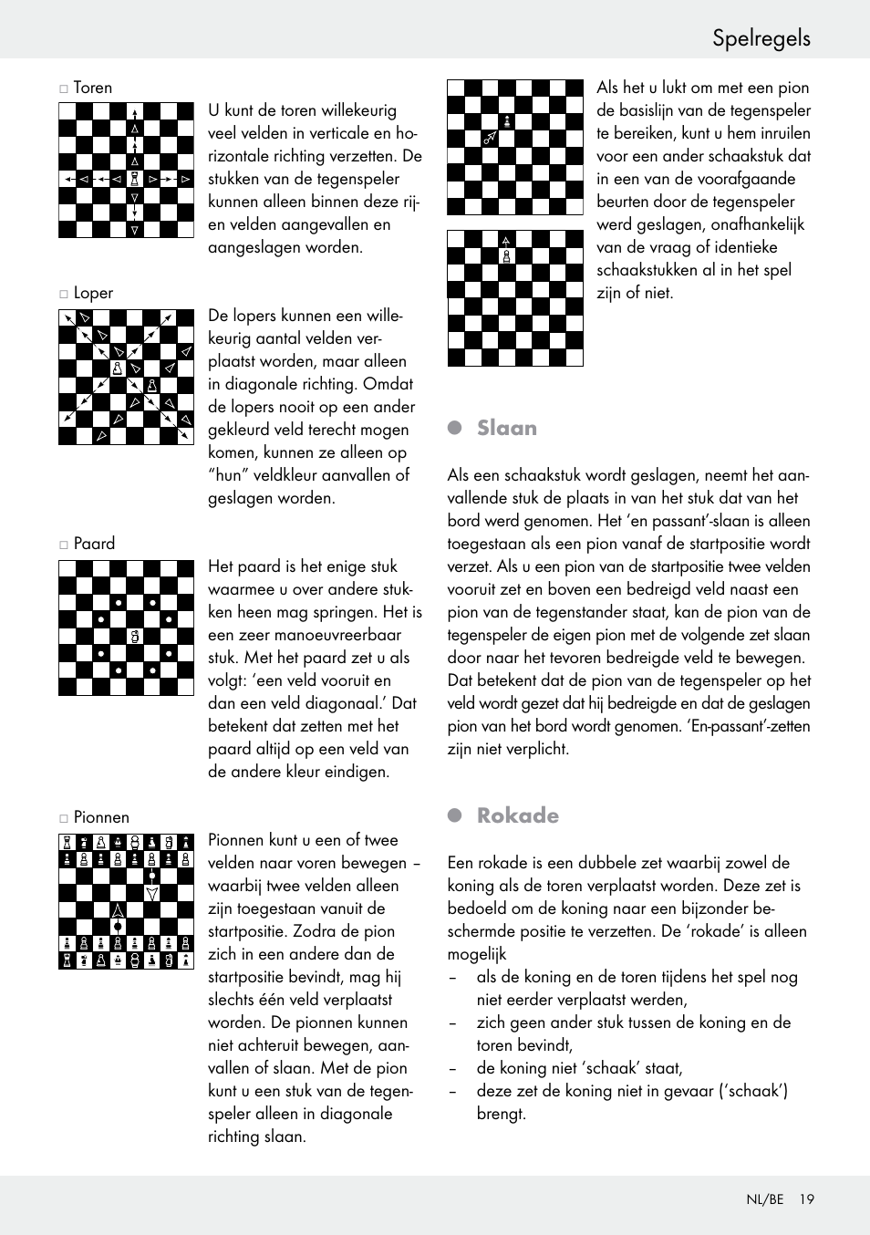 Spelregels, Slaan, Rokade | Playtive Chess Set User Manual | Page 19 / 24