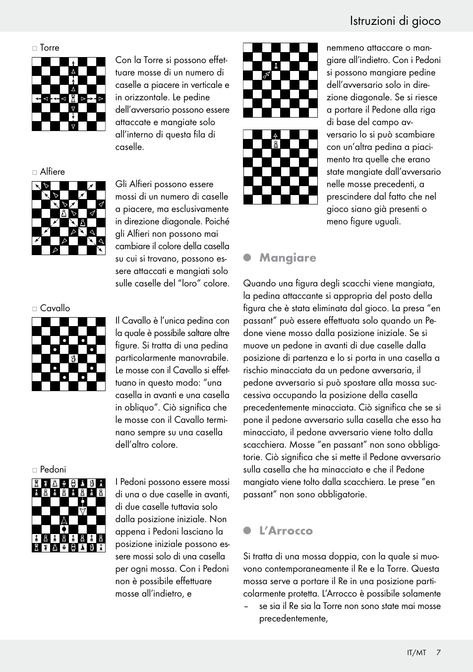 Istruzioni di gioco, Mangiare, L’arrocco | Playtive Chess Set User Manual | Page 7 / 18