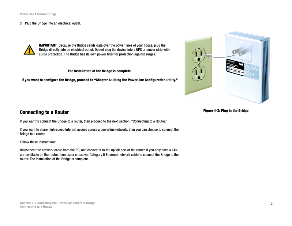 Connecting to a router | Linksys PLEBR10 User Manual | Page 10 / 29