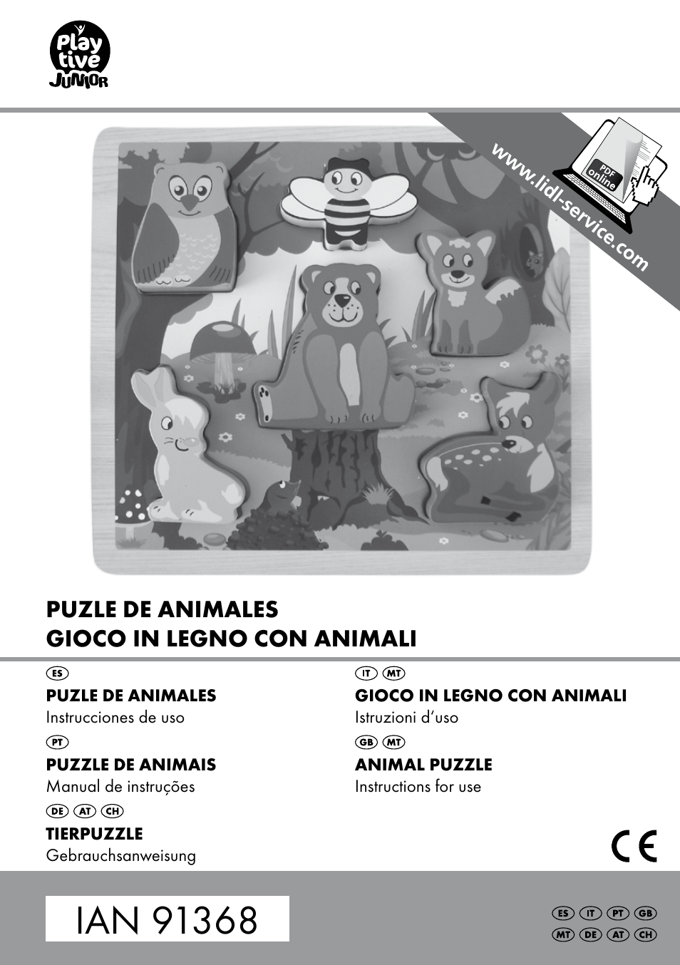 Playtive ANIMAL PUZZLE User Manual | 8 pages