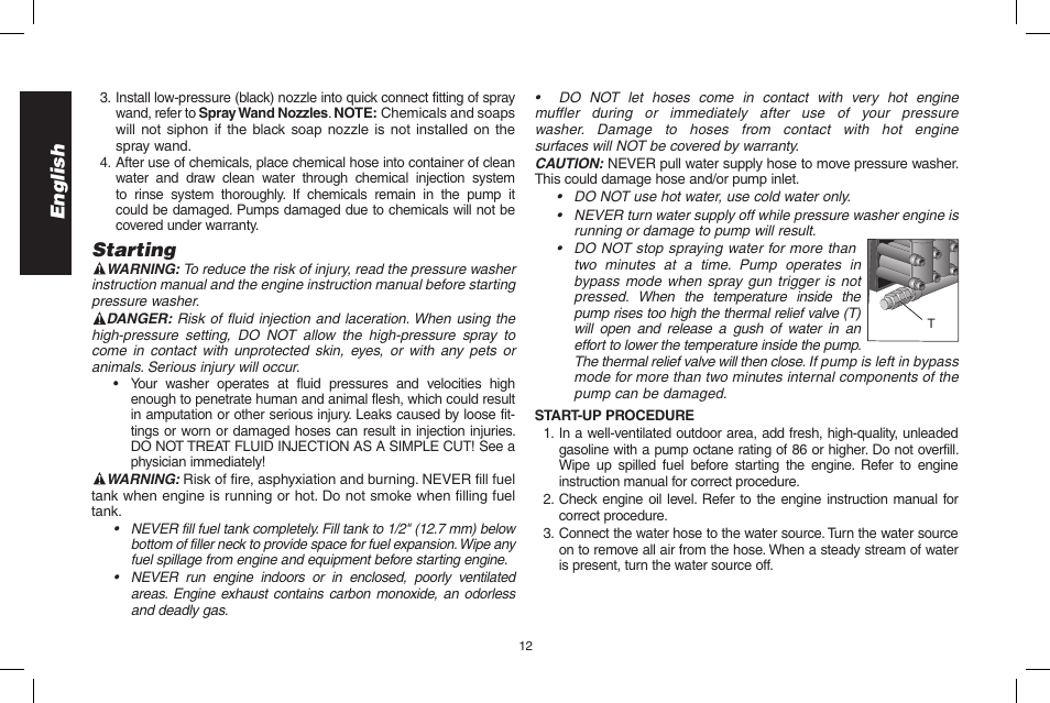 English, Starting | DeWalt N0003431 User Manual | Page 12 / 68