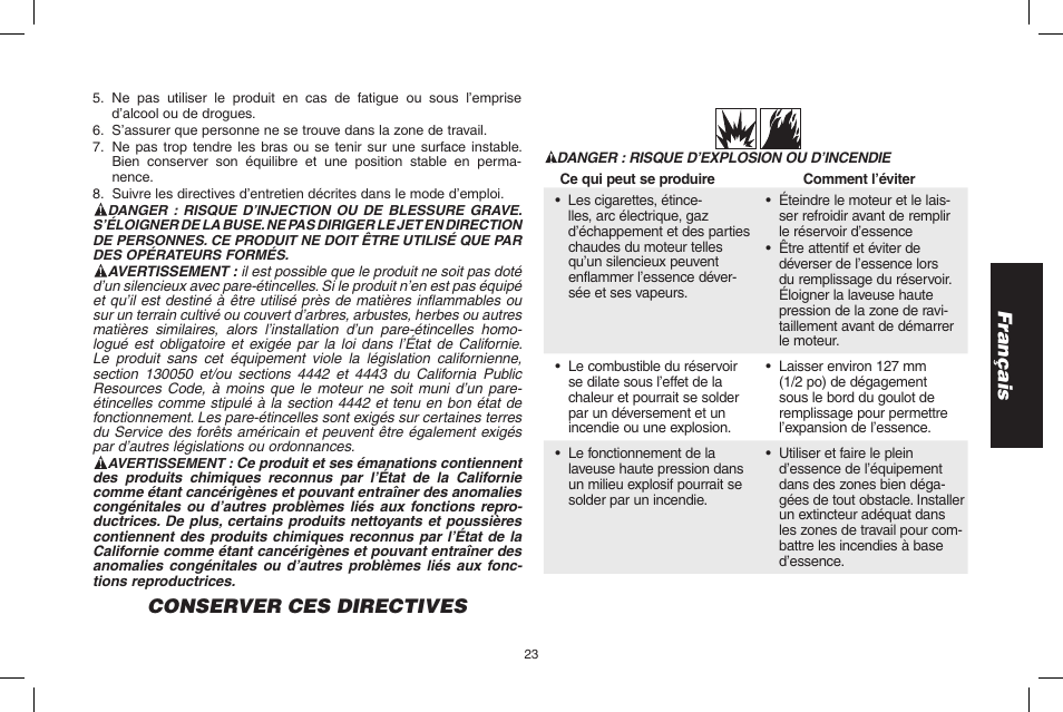 Français, Conserver ces directives | DeWalt N0003431 User Manual | Page 23 / 68