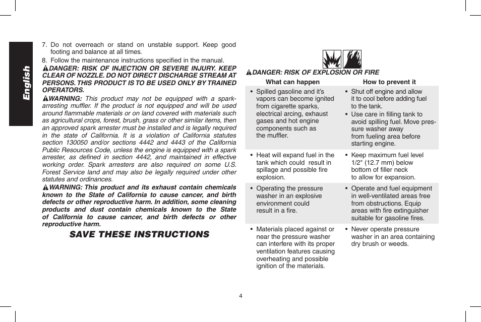 English, Save these instructions | DeWalt N0003431 User Manual | Page 4 / 68