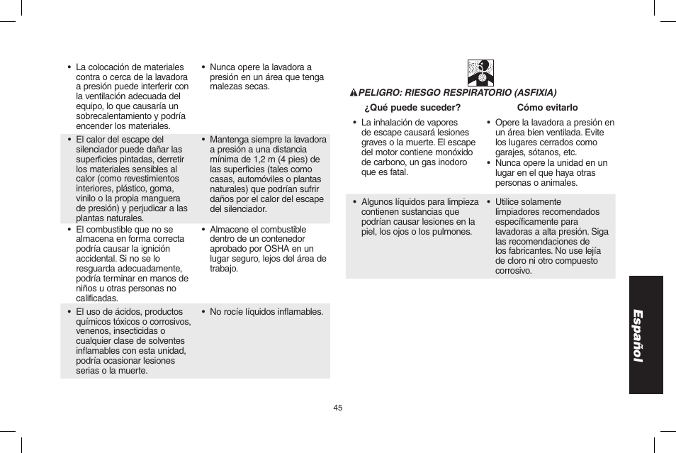 Español | DeWalt N0003431 User Manual | Page 45 / 68